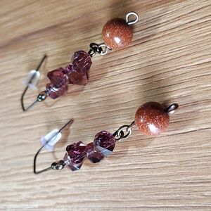 *Purple Beaded Ladies Dangle Earrings Handmade Earrings